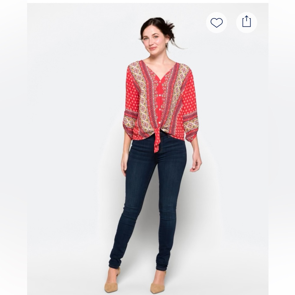 West Kei Tie Front Blouse Size XL